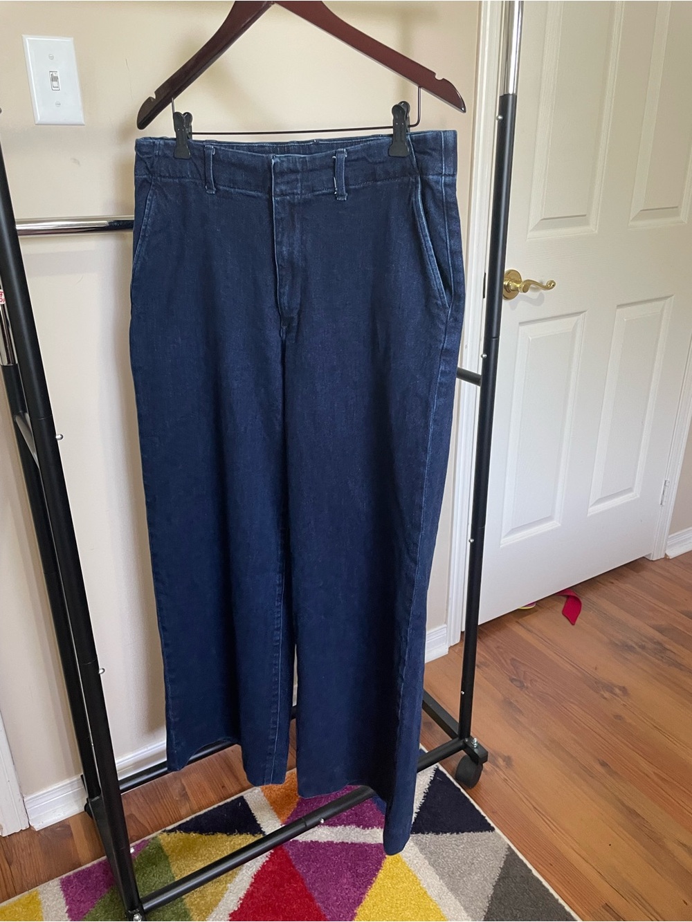 Uniqlo Wide-Leg Flare Jeans in Dark Blue